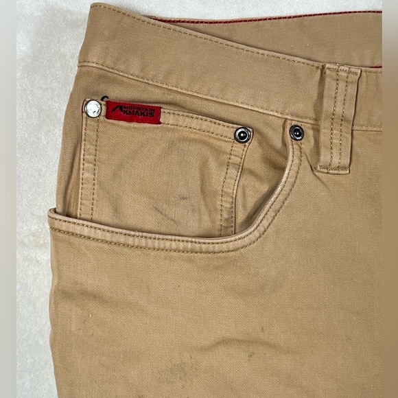 Distressed Mountain Khakis 36W 34L Slim Tailored British Khaki Performance Pants - Picture 9 of 15